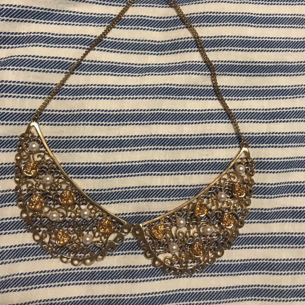 Gold collar statement necklace